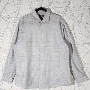 Michael Kors Silver Plaid Cotton Dress Shirt